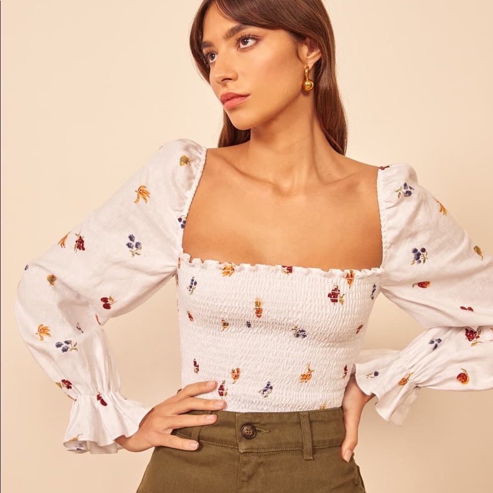 Reformation Tangerine Top in Fruit Loops